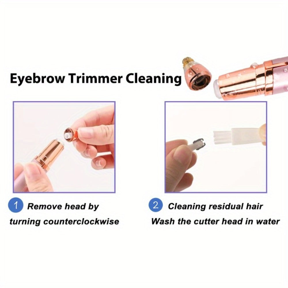 Two-Piece Rechargeable Eyebrow Trimmer Set in Pink, White or Three Colorful Finish Options for Facial Grooming