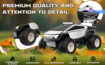1:12 Scale RC Monster Truck 4WD All-Terrain – Remote Control Cybertruck & Pickup Truck with LED Lights & Sound Effects, 2.4GHz Rechargeable RC Car Gift for Boys Ages 6 7 8 9 10 Birthday Christmas