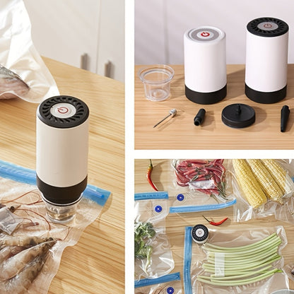 Cordless Handheld Vacuum Sealer Pump with One-Button Control, 5V Charging and Multiple Attachment Set