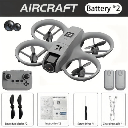 Mini 4K FPV Drone 180° Rotating Dual Camera Optical Flow Positioning Dual Batteries 360° Flip One-Key Takeoff Anti-Shake | RC Quadcopter Toy for Beginners Boys Girls Kids | Birthday Christmas Gift