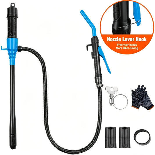 Battery Powered Fuel Transfer Pump 2.4 GPM Portable Gas Transfer Pump with Flow Control Nozzle for Gasoline Oil Diesel 1.3" Straw Corrosion Resistant Filter Design