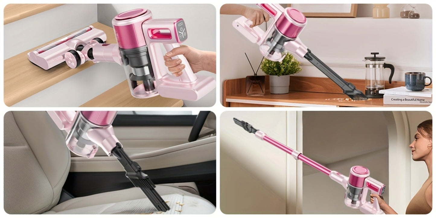 Cordless Vacuum Cleaner 55KPa 8-in-1 Stick Vacuum with LED Light 180° Swivel Lightweight Wireless for Hardwood Carpet Pet Hair Stairs Car Sofa Home Office