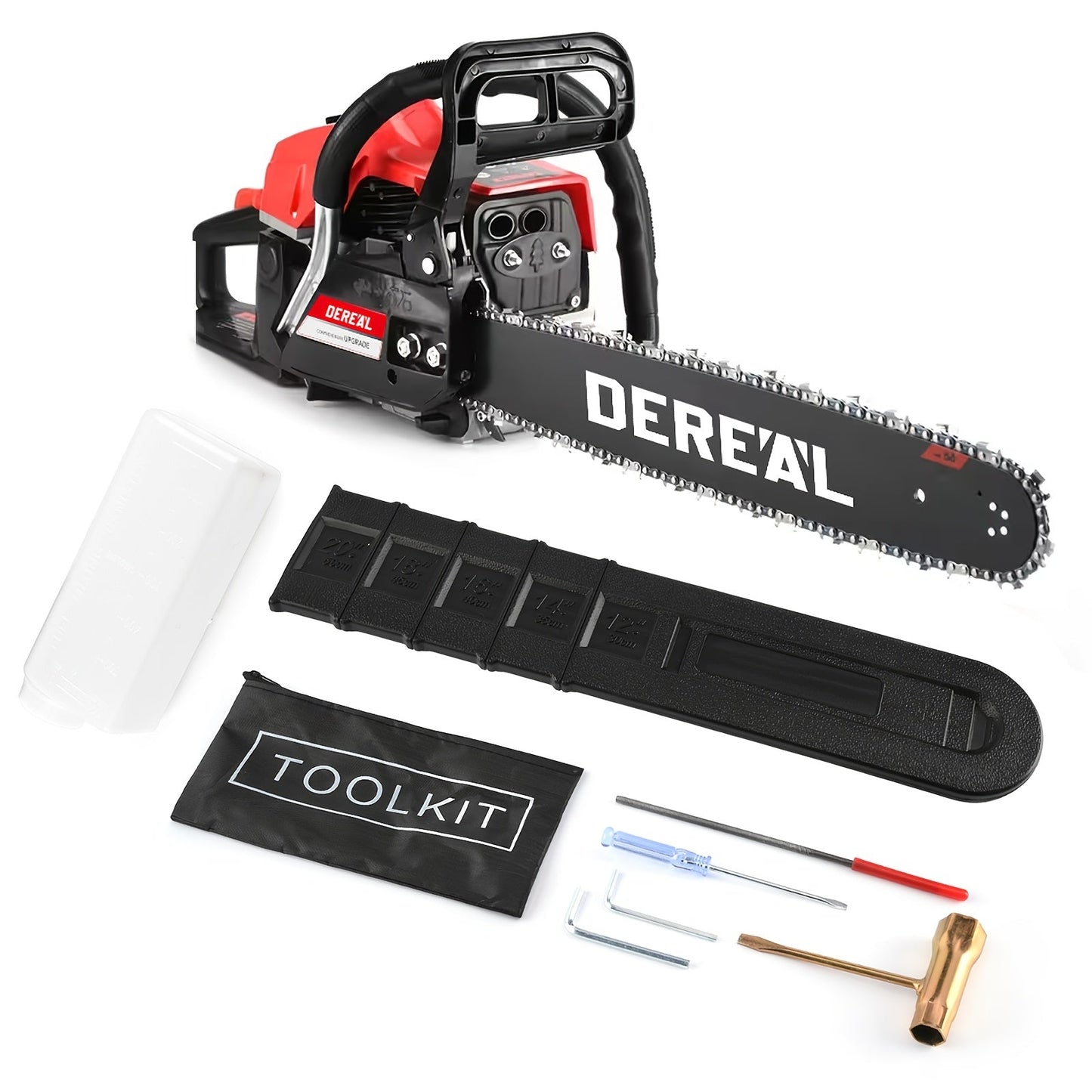 62CC 20-Inch Gas Chainsaw Kit in Five Colors with Bar Cover, Tool Pouch and Fuel Container