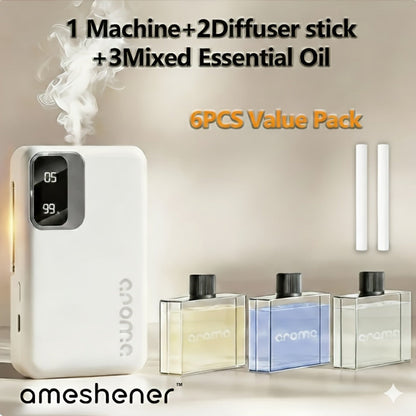 Ultrasonic Essential Oil Diffuser 1800mAh USB Rechargeable – 7-Level Fine Mist Control, Cordless Aromatherapy for Bedroom Bathroom Office, Odor Eliminator Home Diffuser Gift Set with Essential Oils