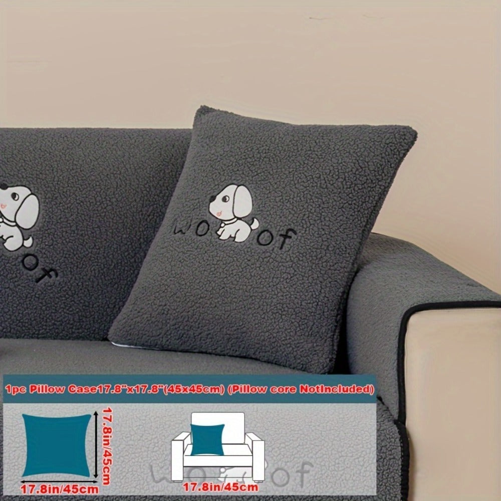 Sofa Cover Embroidered Plush-Texture Panels for Single to 4 Seats, Backrest, Armrest or Pillowcase