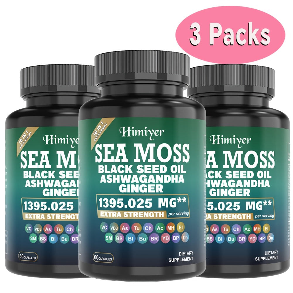 Herbal Supplements with DREAMOSE Label, Sea Moss Blend Capsules, 3 Bottles and 180 Capsules Total