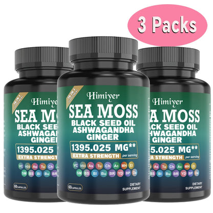 Herbal Supplements with DREAMOSE Label, Sea Moss Blend Capsules, 3 Bottles and 180 Capsules Total