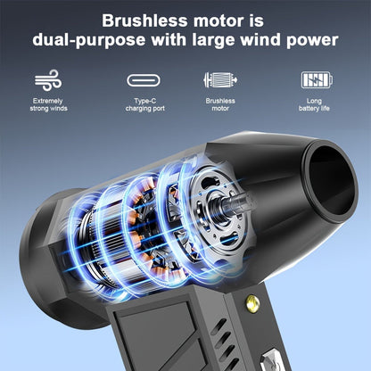 130000 RPM Portable Turbo Fan Blower & Vacuum 2-in-1, USB Rechargeable Cordless Handheld Air Blower for Dust Removal, Cooling, Snow Blowing, Car Cleaning, Inflatable Pad, Ignition Aid