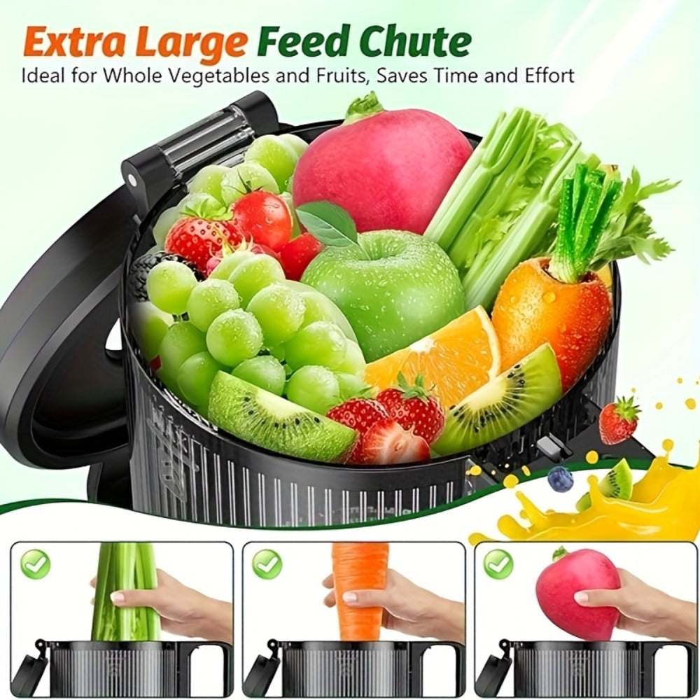 Cold Press Juicer Masticating – 350W Slow Juicer with Wide Feed Chute, 50RPM Fine Grinding, High Juice Yield, Easy to Clean, Safe Bladeless Design for Whole Fruits & Vegetables, Black & Pink