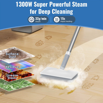 Steam Mop with Detachable Handheld Steam Cleaner 10-in-1 Multi-Purpose Attachments - 2 Pads, Carpet Cleaner for Home, Tiles, Grout, Windows, Kitchen & Bath, Powerful Floor & Sofa Steamer, 4 Colors