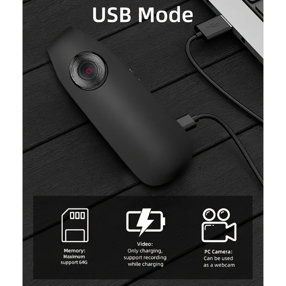 1080P Clip-On Body Camera with 130-Degree Wide-Angle Marking, Photo, Video and Cyclic Recording Controls