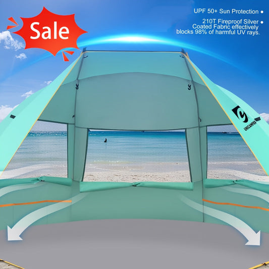 Beach Tent 3 Person Sun Shelter UPF 50+ Portable Shade Easy Setup