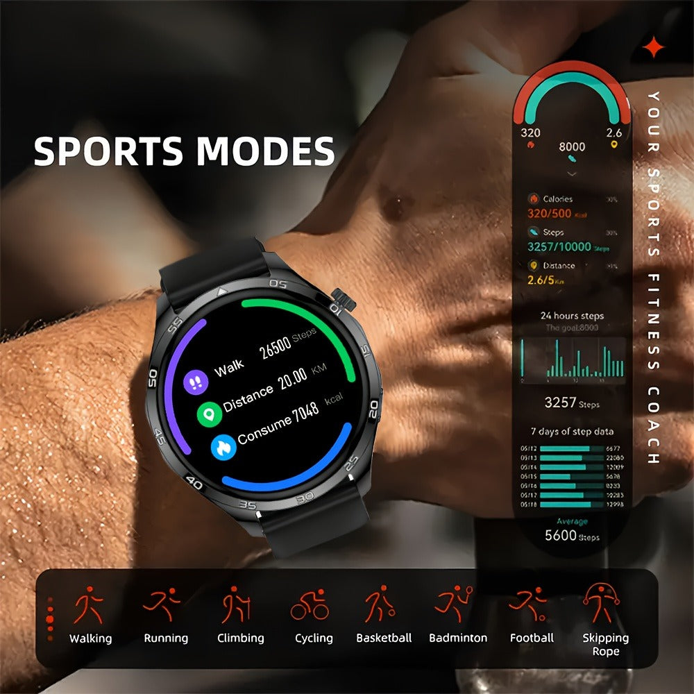 Smart Watch Round Display with Wireless Calling, LED Flashlight, Remote Camera Control and Two Colors
