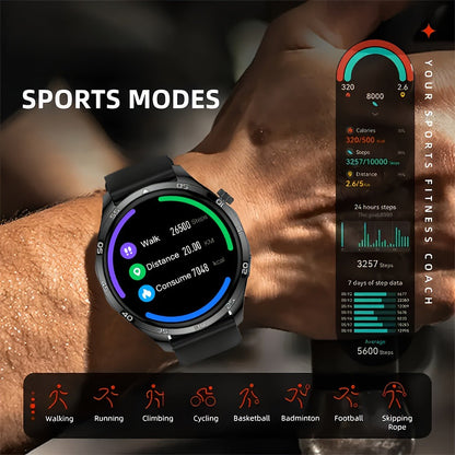 Smart Watch Round Display with Wireless Calling, LED Flashlight, Remote Camera Control and Two Colors