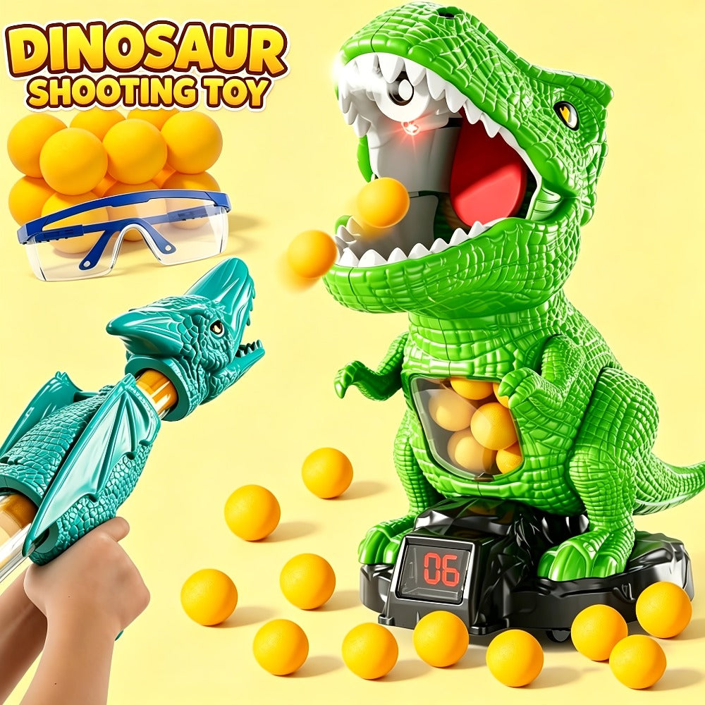 Dinosaur Shooting Game Toy with Sound Light & Spray – Movable Dino Target Launcher Set with Foam Bullets & Goggles for Boys Kids Ages 3+, Indoor Outdoor Blaster Birthday Gift