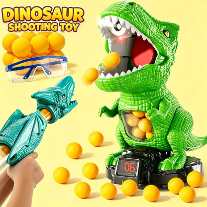 Dinosaur Shooting Game Toy with Sound Light & Spray – Movable Dino Target Launcher Set with Foam Bullets & Goggles for Boys Kids Ages 3+, Indoor Outdoor Blaster Birthday Gift