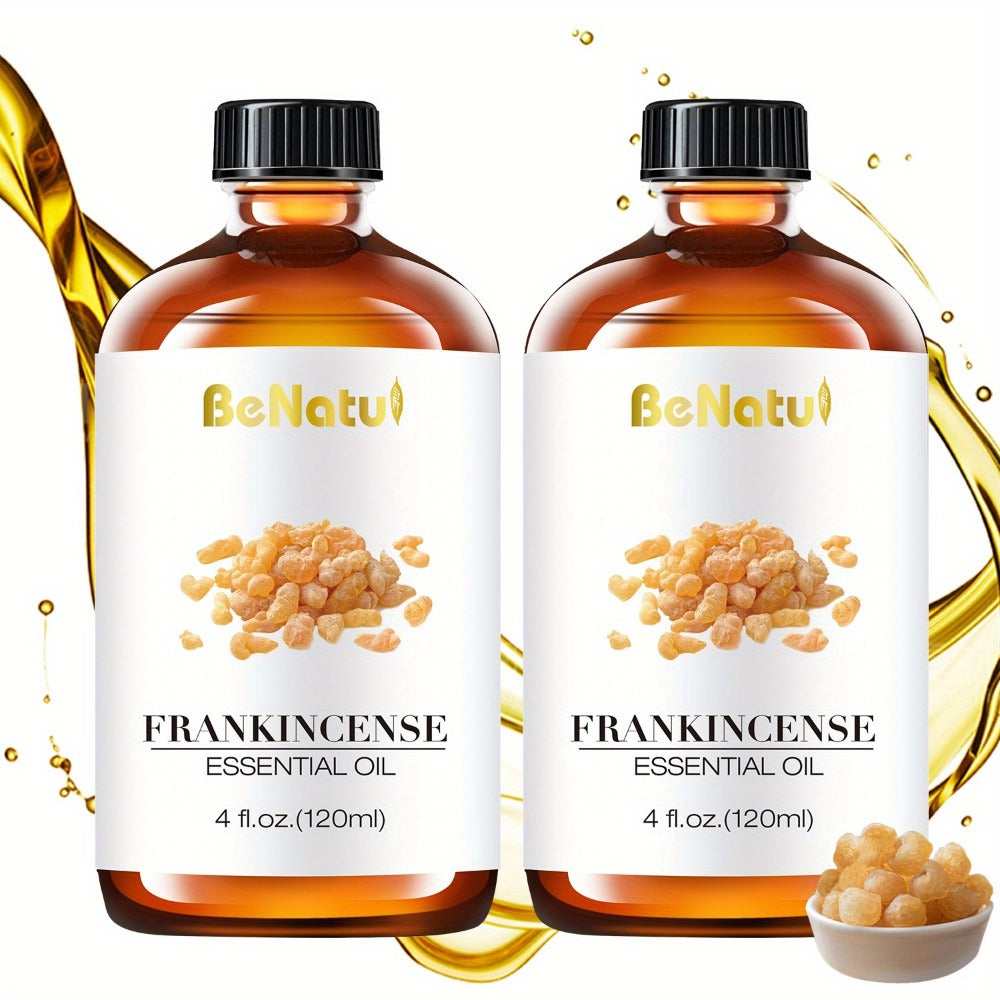 120ml Essential Oil Bottle with Frankincense, Lemon, Lemongrass or Rosemary Labels and 1- or 2-Bottle Options