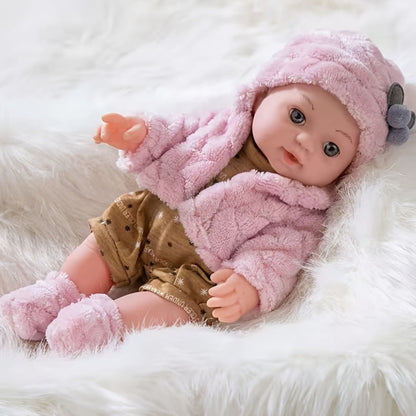 Reborn Doll, 12-Inch Mini Figure with Pink Hat, Socks, Clothing and Optional Pacifier Sets