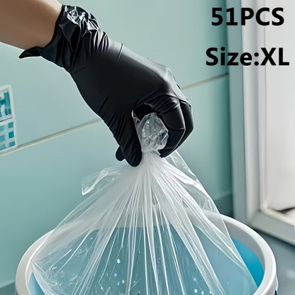 Black Nitrile Disposable Gloves in 51-Piece Size-Specific Packs with Powder-Free and Latex-Free Labels