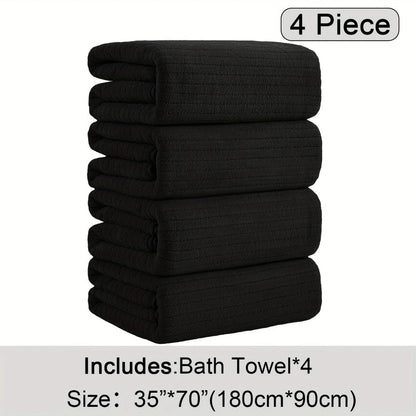 Bath Towels Set 4 Pack 35x70 Inch Oversized Extra Large - Microfiber Super Absorbent Quick Dry XL Bath Sheet Soft Bathroom Towels | 13 Colors | Family Hotel Spa Shower Towel Set Coastal Style