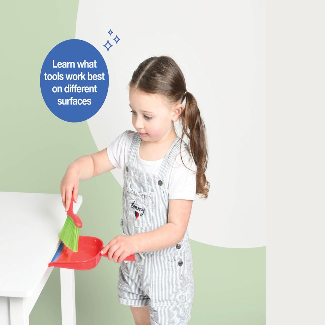 Kids Cleaning Set 4 Piece Toy Broom Mop Brush Dustpan, Pretend Play Housekeeping Kit for Toddlers Boys Girls
