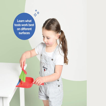 Kids Cleaning Set 4 Piece Toy Broom Mop Brush Dustpan, Pretend Play Housekeeping Kit for Toddlers Boys Girls