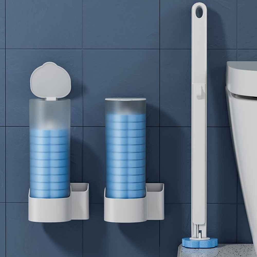Disposable Toilet Brush Set with Replaceable Heads - 7-Piece Bathroom Cleaning Kit, Portable & Durable