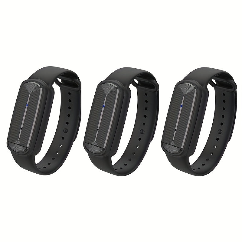Ultrasonic Mosquito Repellent Bracelet 3-Pack – USB Rechargeable Intelligent Bug Repellent Wristband for Camping, Outdoor, Hiking & Travel, Waterproof Mosquito Control Bracelet for Adults & Kids