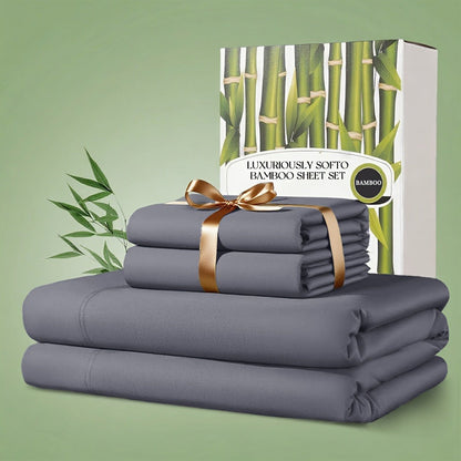 Sheet Set, Four-Piece 30% Lyocell and 70% Viscose Bedding with 18-to-24-Inch Fitted Pocket and Twelve Colors