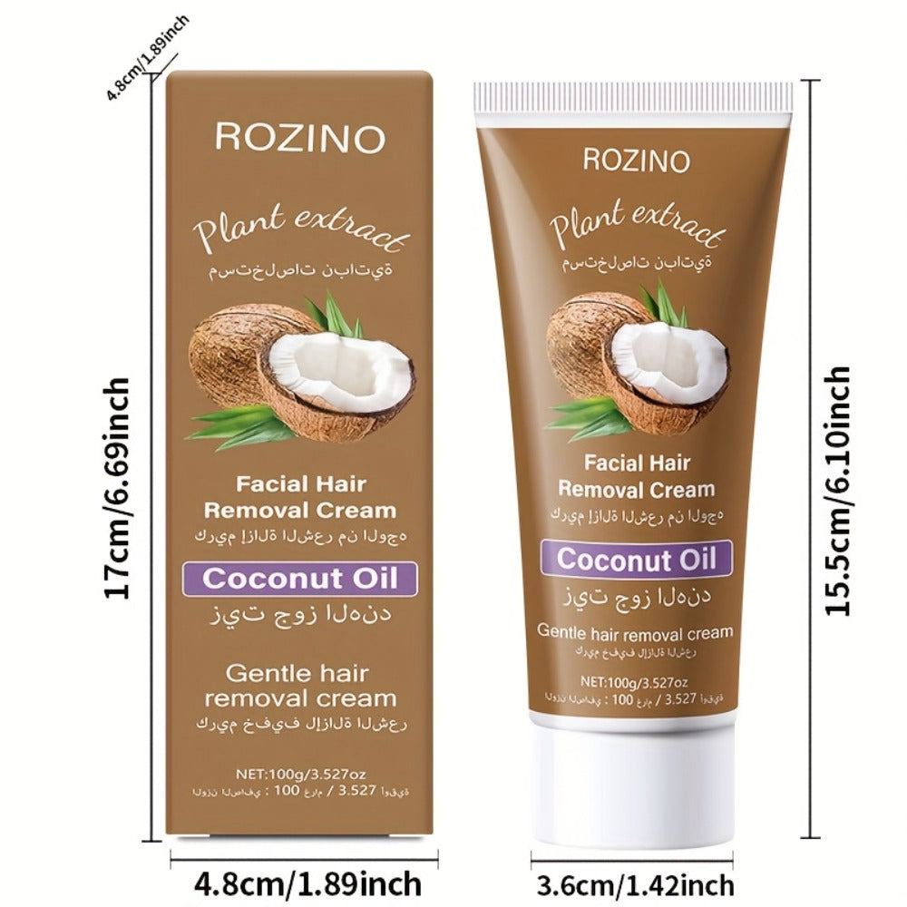 Hair Removal Cream ROZINO 100g Coconut Tube with Carton for Women’s External Body Grooming Routine