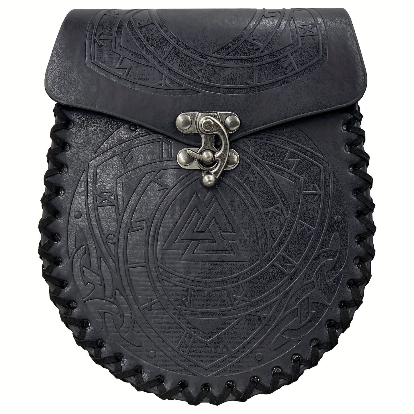 Costume Accessories Faux Leather Medieval Belt Pouch with Five Embossed Design Options in Brown or Black