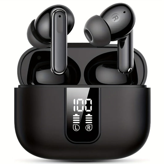 ENC Sports Wireless Earbuds ANKRIYUL Stereo Headphones Environmental Noise Cancellation Charging Case Compatible Smartphone Laptop TV Music Calls Earphones Black