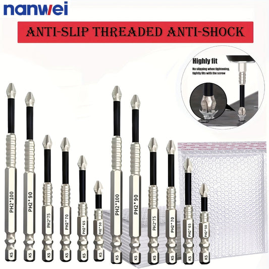 Magnetic Screwdriver Drill Bit Set Anti-Slip - K5 High Magnetic Power Bits in 50mm 65mm 70mm 75mm 90mm 150mm, Electric Screwdriver Bit Kit for Power Drills, DIY Home Repair & Professional Use