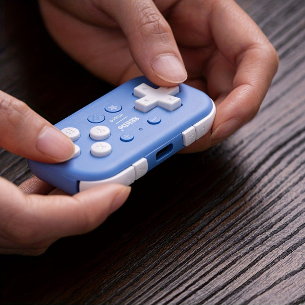 8BitDo Micro Bluetooth Gamepad for Nintendo Switch Android Raspberry Pi - Pocket-Sized Mini Controller with Keyboard Mode, Blue