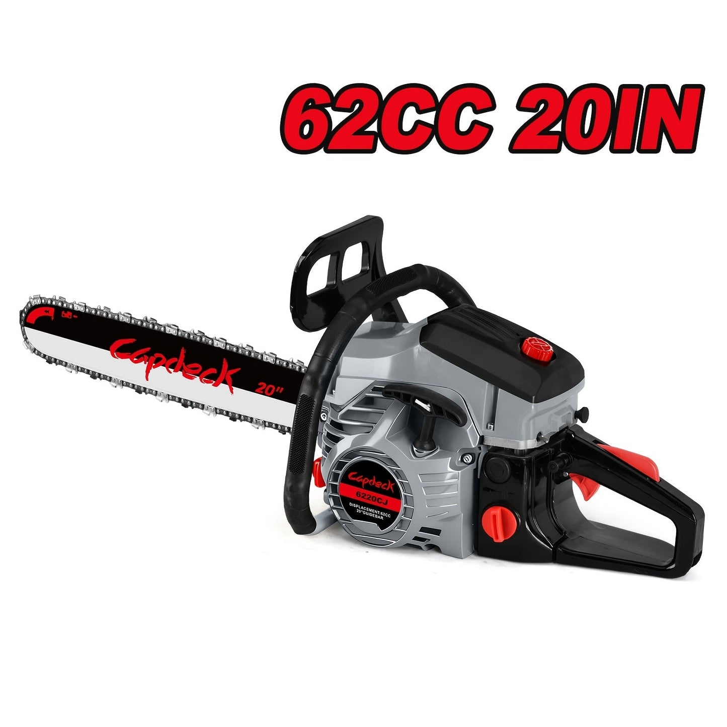 62CC 20-Inch Gas Chainsaw Kit in Five Colors with Bar Cover, Tool Pouch and Fuel Container