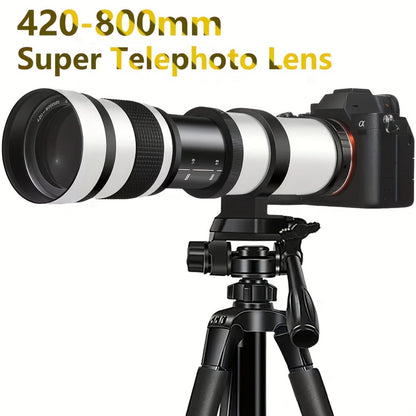 420-800mm F8.3-16 Telephoto Zoom Lens Manual Focus with T-Mount Adapter for Canon Nikon Sony Moon Wildlife Bird Photography Full Frame