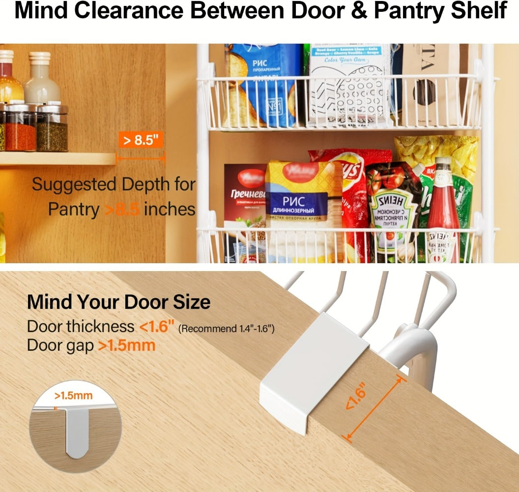 Over-the-Door Organizer Rack in 6- or 8-Tier Options with White or Black Frame Size Choices