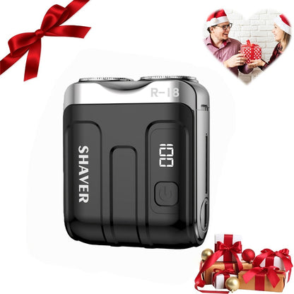 Mini Travel Shaver for Men Dual Floating Blade USB Rechargeable Compact Electric Razor with Digital Display Pocket Size Clean Shave Classic Black Gift for Him Holiday Christmas
