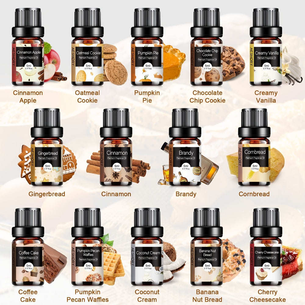 14-Bottle Fragrance Oil Gift Set with 5ml Bakery or Floral Scent Assortments for Diffusers and Candle Projects