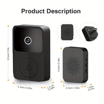 Voice Change Doorbell Camera Wireless HD 960P – Night Vision, Two-Way Audio, Motion Alert Push Notification, 2.4GHz WiFi, Rechargeable Battery, Remote Mobile View, Single or 2-Pack, Black White