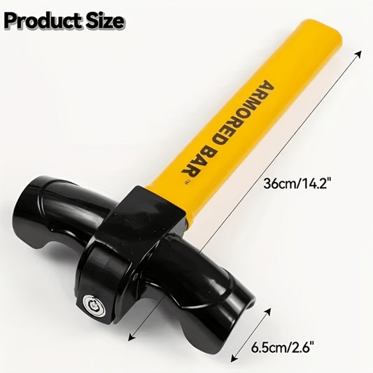 Universal Car Steering Wheel Lock Anti-Theft T-Bar – Heavy-Duty Thick Steel, Cut-Resistant, Computer-Coded Crescent Cylinder, Stops Keyless Entry Robbery, Fits All Vehicles, Includes 2 Keys