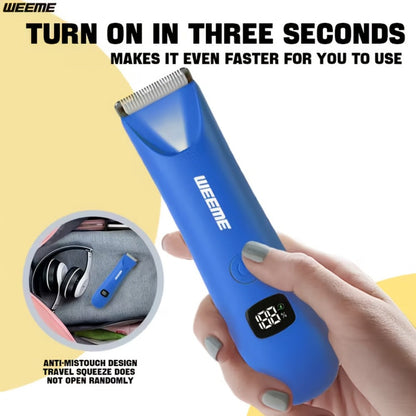 WEEEME Body Hair Trimmer with Digital Display, Four Guide Guards and Yellow, Blue or Black Housing