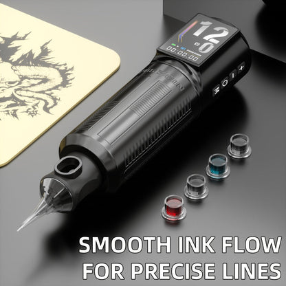 Wireless Tattoo Pen Machine Kit LED Color Screen 2300mAh Battery — Rotary Tattoo Gun with 10 Cartridge Needles 11 Inks Aluminum Alloy Pen Complete Beginner & Artist Tattoo Kit BT29