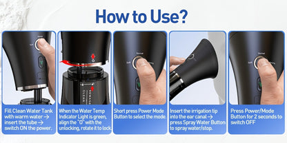 Electric Ear Wax Removal System – Water-Powered Ear Irrigation Flusher, IPX7 Waterproof, Safe & Effective Ear Cleaning Tool for Wax Buildup