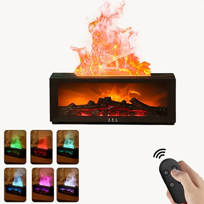 Essential Oil Diffuser Fireplace Design 300ml 7-Color LED Night Light Aromatherapy Diffuser with 19 Essential Oils Gift Set for Home Bedroom Living Room Office