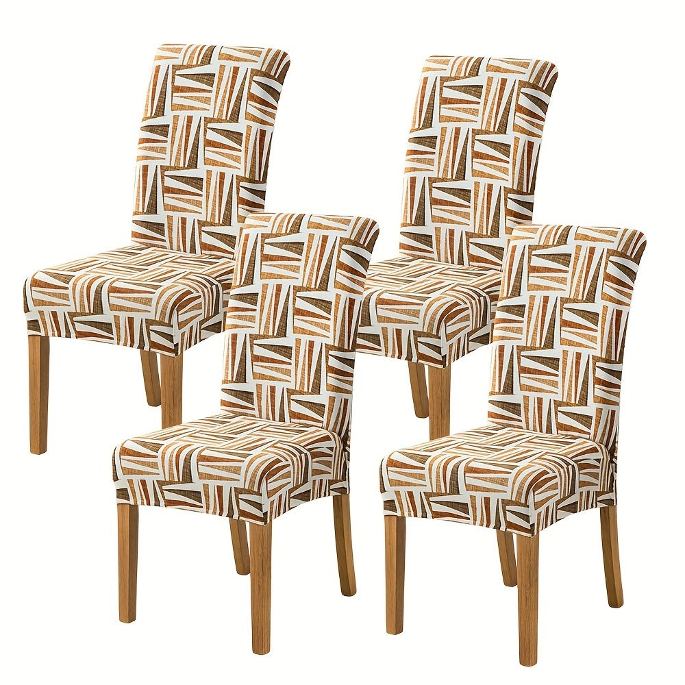 Printed Stretch Dining Chair Covers in Ten Patterns with Four- or Six-Piece Set Checkouts for Parsons Chairs