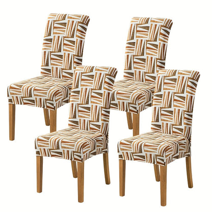 Printed Stretch Dining Chair Covers in Ten Patterns with Four- or Six-Piece Set Checkouts for Parsons Chairs