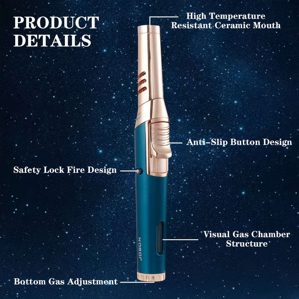 JOBON Pen-Style Torch Lighter with Rotating Nozzle, Slim Metal Body and Two Finish Options
