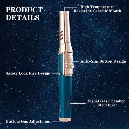 JOBON Pen-Style Torch Lighter with Rotating Nozzle, Slim Metal Body and Two Finish Options