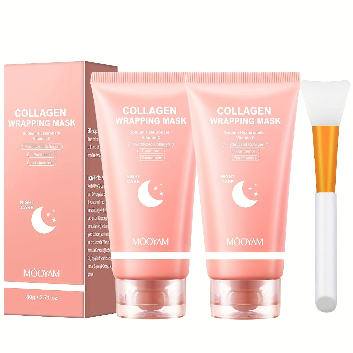 2.71 oz Hydrolyzed Collagen Night Mask with Brush, Niacinamide, Hyaluronic Acid and Vitamin C